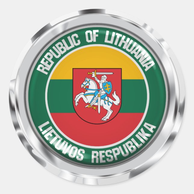Litauen rundaEmblem Runt Klistermärke (Framsida)