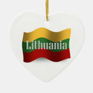 Litauen som vinkar flagga julgransprydnad keramik