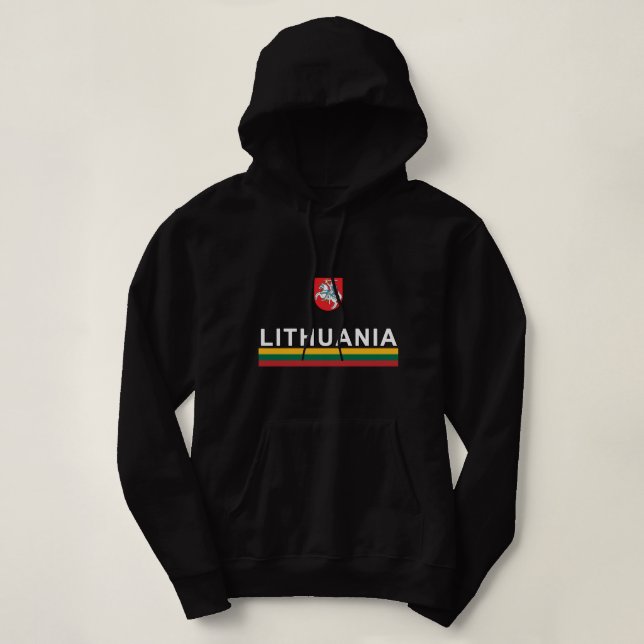 Litauen Sports Hoodie - Litauens Flagga & Emblem T Shirt (Design framsida)
