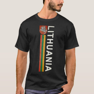 Litauen Sporty Retro Flagga och Litauens Emblem T Shirt