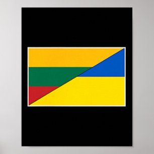 Litauen Ukraina Flagga Litauisk Ukrainsk Nation Poster