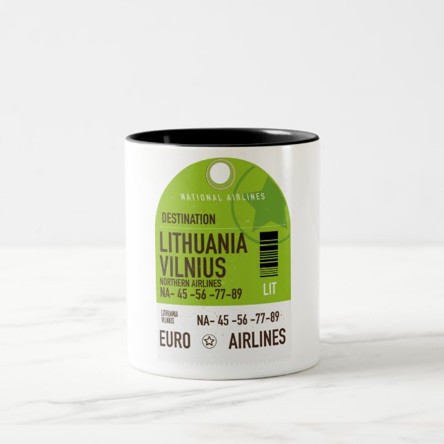 Litauen Vilnius flygbiljett Två-Tonad Mugg (Center)