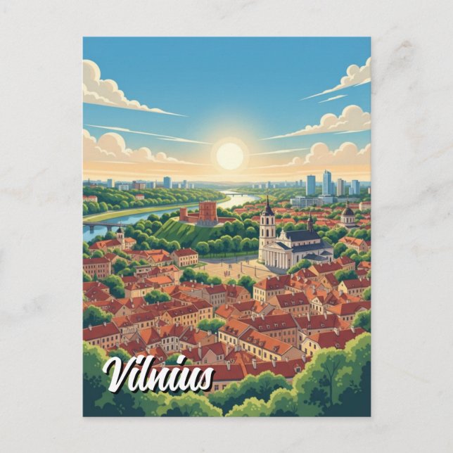 Litauen Vilnius Resa Vykort (Framsida)