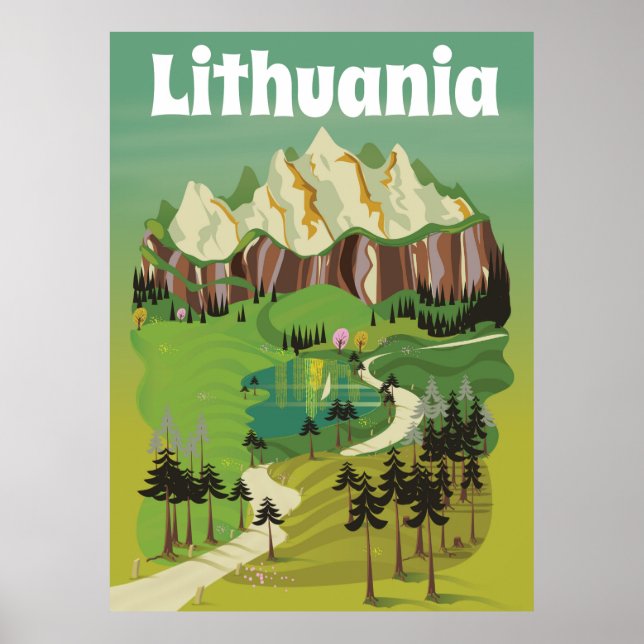 Litauen vintage resemotiv poster (Framsidan)