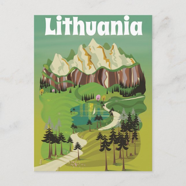 Litauen vintage resemotiv vykort (Framsida)