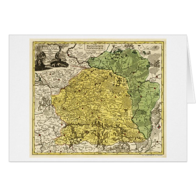 LitauenPanoramisk kartaLitauen Hälsningskort (Framsidan Horizontal)