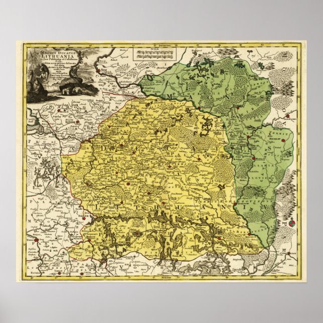 LitauenPanoramisk kartaLitauen Poster (Framsidan)