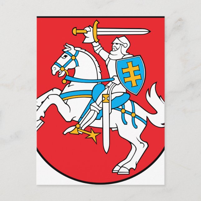 Litauens emblem - Jackande av arm - Lietuvos Herba Vykort (Framsida)