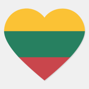 Litauens Flagga Heart Sticker Hjärtformat Klistermärke
