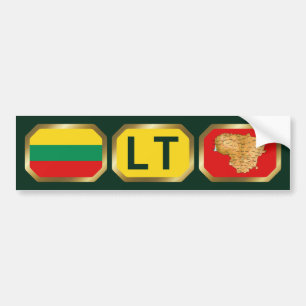 Litauens Flagga-kod för stötfångare Bildekal