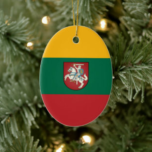 Litauens flagga och jackande av arm julgransprydnad keramik
