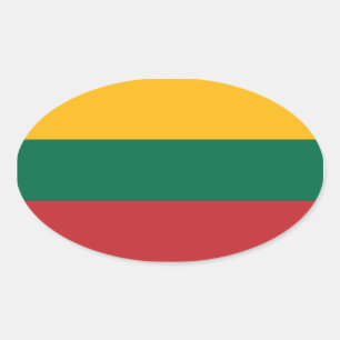 Litauens Flagga Oval Sticker Ovalt Klistermärke