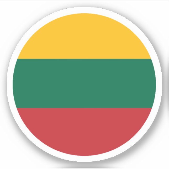 Litauens Flagga Round Sticker Klistermärken (Framsida)