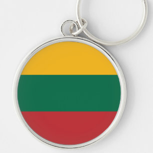Litauens flagga rund silverfärgad nyckelring