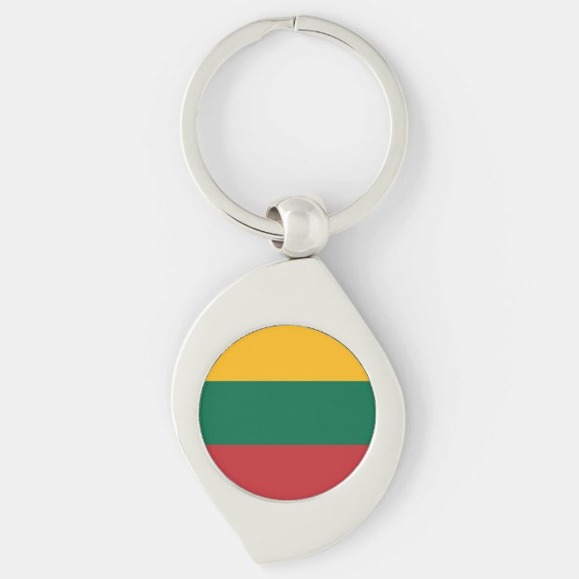 Litauens flagga swirl silverfärgad nyckelring (Framsidan)