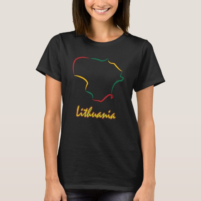 Litauens kontur Flagga Litauens Pride Lietuva Li T Shirt (Framsida)