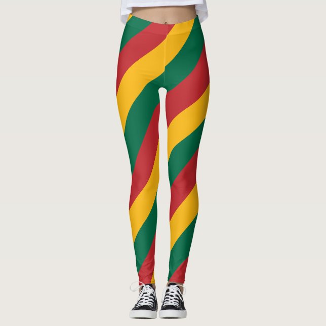Litauens nationella Flagga Diagonal strimlad Leggings (Framsida)