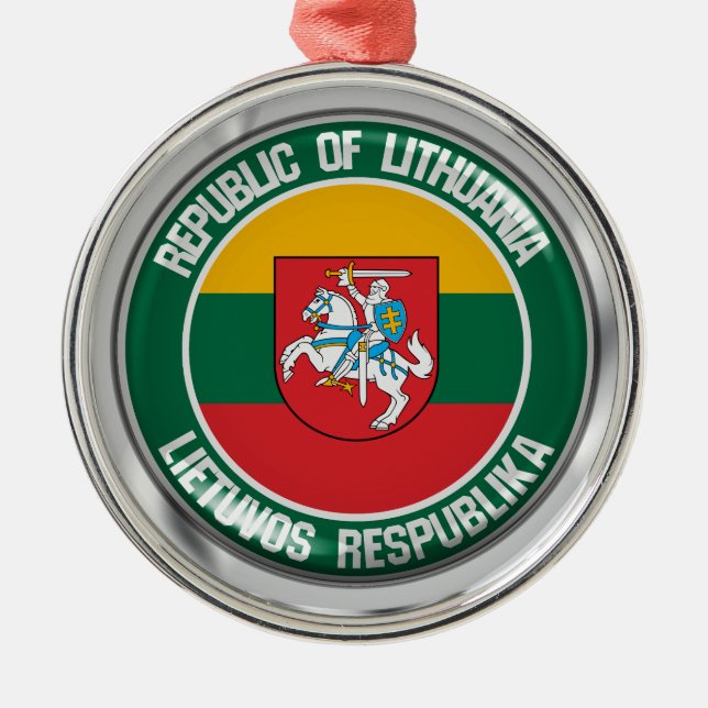 Litauens Round Emblem Julgransprydnad Metall (Framsidan)