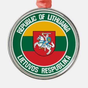 Litauens Round Emblem Julgransprydnad Metall