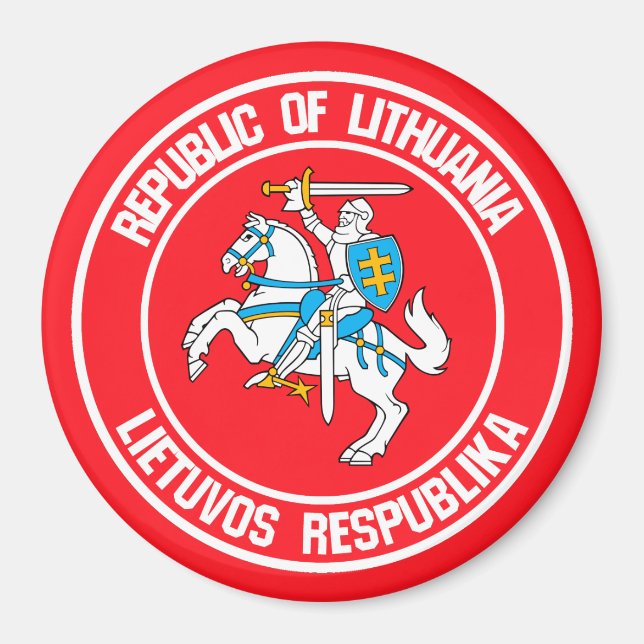 Litauens Round Emblem Magnet (Framsidan)
