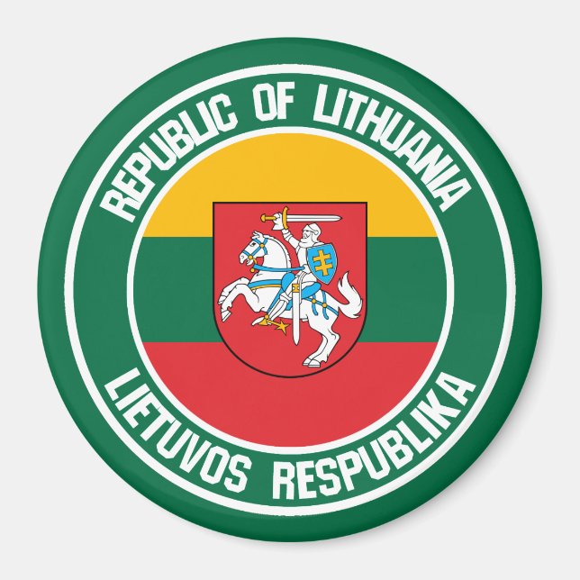 Litauens Round Emblem Magnet (Framsidan)