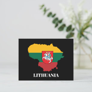 Litauens silhuett och flagga vykort
