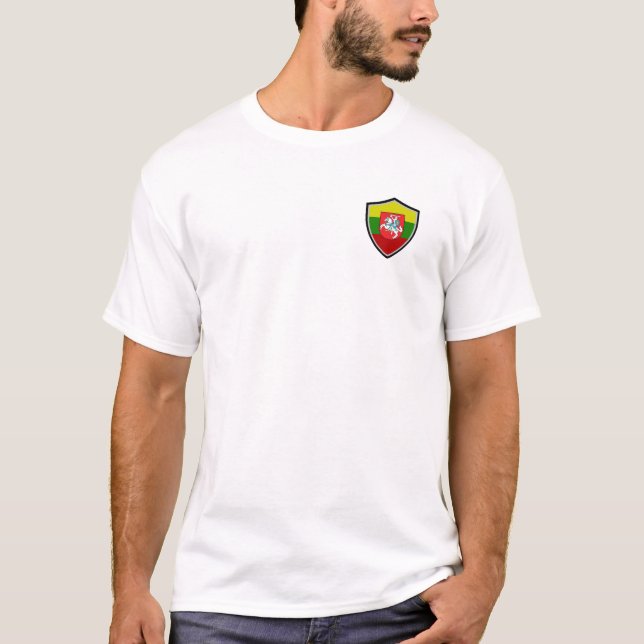 Litauens sköld, jackat arm T-Shirt, flagga- T Shirt (Framsida)