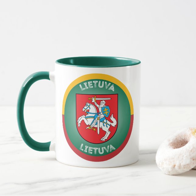 Litauens statsvapen (Vytis) cirkelform Mugg (Med munk)