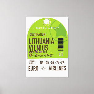 Litauens Vilnius flyglinjesjöfart biljett Canvastryck