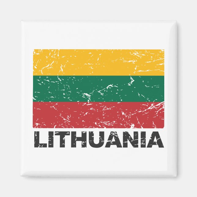 Litauens Vintage Flagga Magnet (Framsidan)