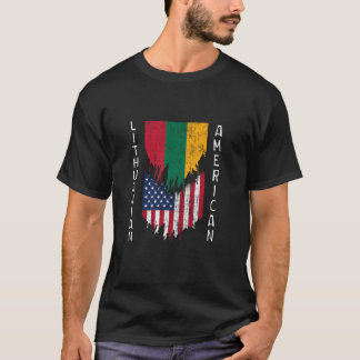 Litauisk amerikansk Flaggor Ripping Torn Litauen T Shirt