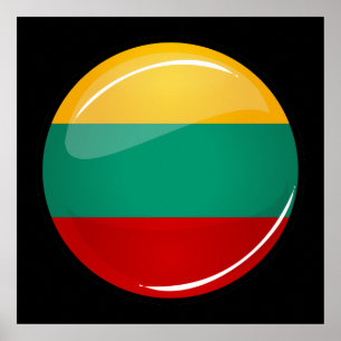 Litauisk flagga för glansig runda poster