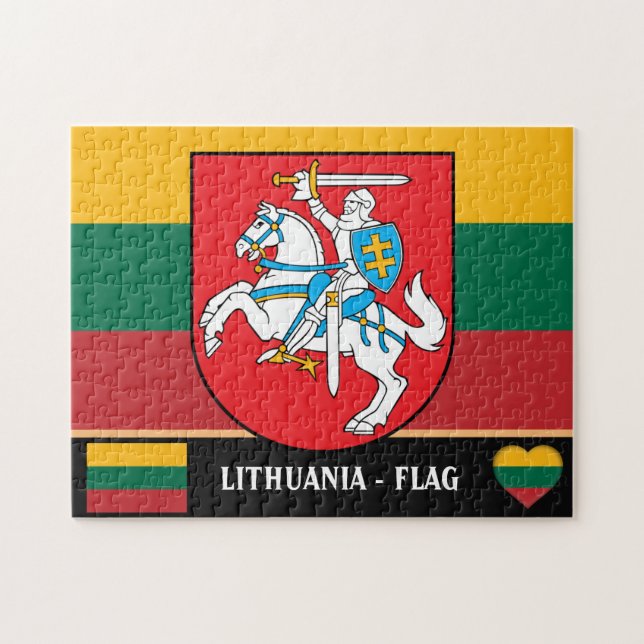 Litauisk Flagga Puzzle & Litauen / Jacka av Arm Pussel (Horisontell)