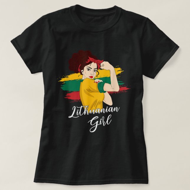 Litauisk flicka, kvinnor lithuanska t shirt (Design framsida)