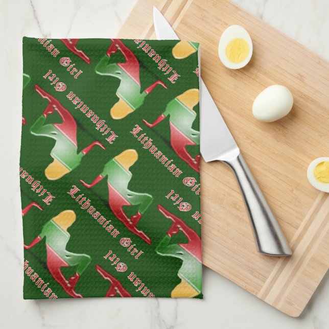 Litauisk flickaSilhouetteflagga Kökshandduk (Vikt i Fjärdedel)