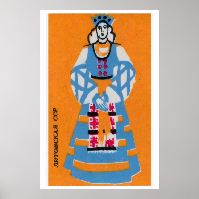 Litauisk Kvinna - Tändsticksask Tryck - Estetik (Framsidan)