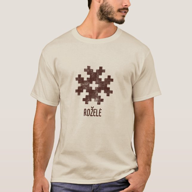Litauisk signatur Rozele Baltic Folk Art T Shirt (Framsida)