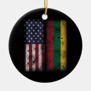Litauiska amerikanska Flagga Litauen Lietuva Julgransprydnad Keramik