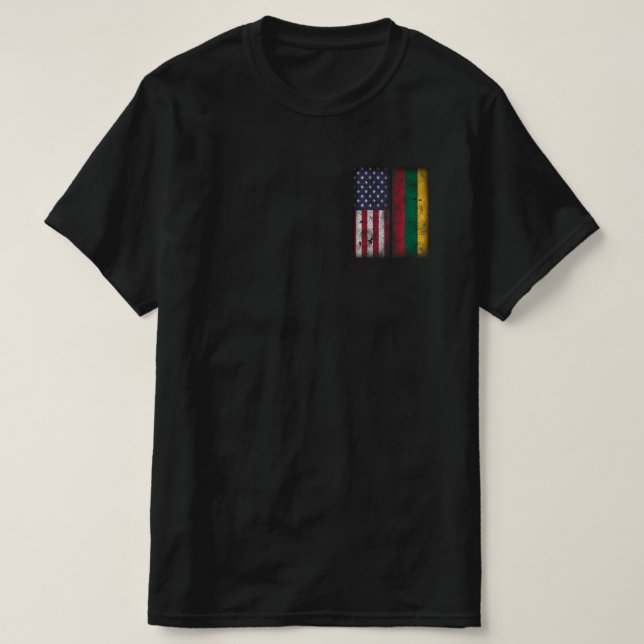 Litauiska amerikanska Flagga Litauen Lietuva T Shirt (Design framsida)