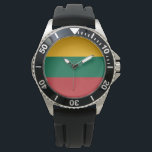 Litauiska Flagga Armbandsur<br><div class="desc">Utformningen visar Litauens flagga, som är ett land i Europas baltiska region. Land ligger längs Östersjöns sydöstra strand, sydöstra Sverige och Danmark. Litauen gränsar av Lettland till norr, Vitryssland till öster och söder, Polen till söder och Kaliningrad Oblast, som är en rysk exklav, till sydväst. Litauens huvudstad och största stad...</div>