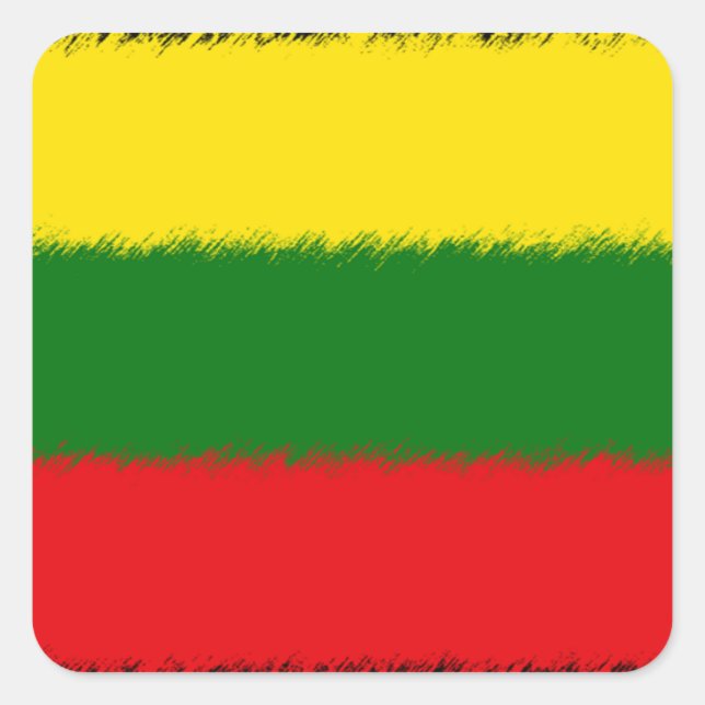 Litauiska Flagga Fyrkantigt Klistermärke (Framsida)
