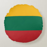 Litauiska flaggan rund kudde<br><div class="desc">Lithuens patriotiska flagga.</div>