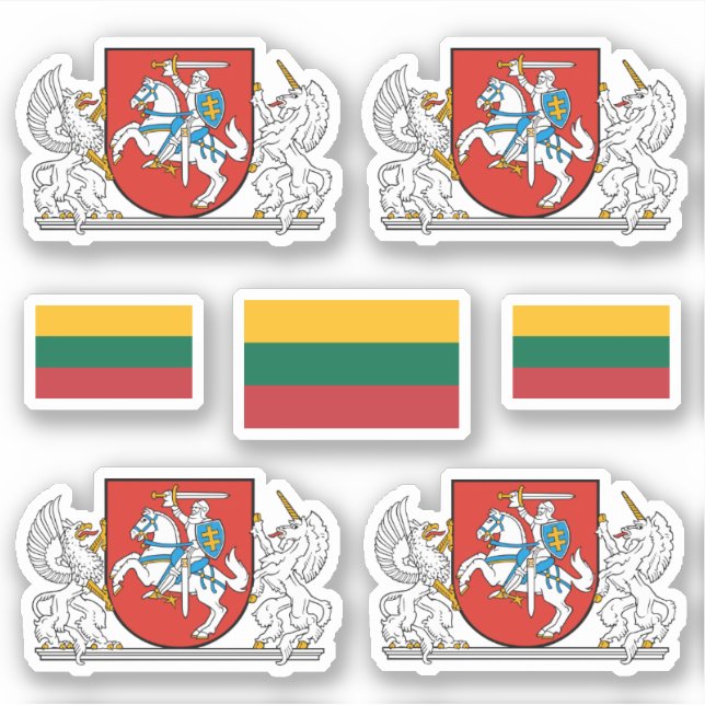 Litauiska statsvapen och flagga dekal (Framsida)