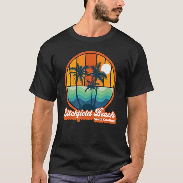 Litchfield Beach South Carolina Summer 90 s Beach  T Shirt (Framsida)