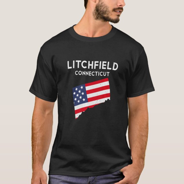 Litchfield Connecticut USA State America Travel Co T Shirt (Framsida)