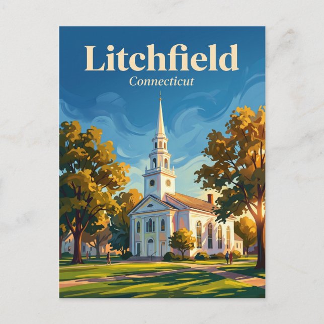 Litchfield Historic District Connecticut Vykort (Framsida)