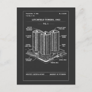 Litchfield Towers Ritning Silhuett Vykort