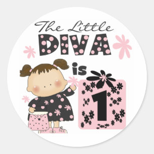 Lite 1st födelsedagTshirts och gåvor för Diva Runt Klistermärke