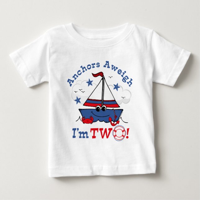 Lite 2nd födelsedag för segelbåt t-shirt (Framsida)
