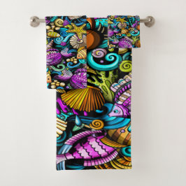 Lite av Beach Stänk i Färg Bath Towel Set